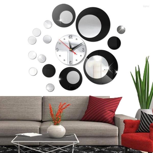 Horloges murales acrylique 3D horloge ronde bricolage combinaison miroir montre moderne pour cuisine chambre salon décorations pour la maison