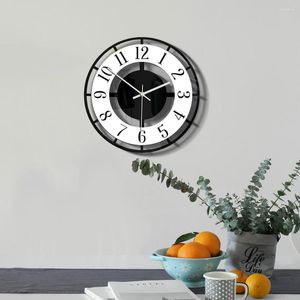 Horloges Murales Horloge Acrylique Salon Créatif Noir Et Blanc Transparent