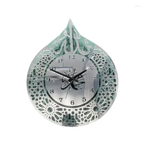 Relojes de pared Reloj acrílico Decoración Espejo Péndulo Arte musulmán Caligrafía Islámica Cuarzo Dormitorio Sala de estar Durable
