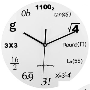 Relojes de pared Reloj de matemáticas acrílico Moda sin tictac Silencio Diseño moderno Ecuación para el hogar Oficina Escuela Reloj 1 Entrega de gota Jardín Dec Otrst