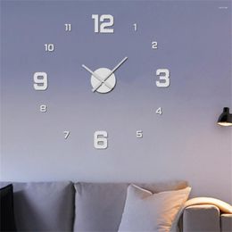 Horloges Murales Miroir Acrylique Horloge Décorative Salon Silencieux 3d Bricolage Installation Facile Créative