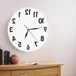 Relojes de pared (AD) Reloj decorativo de arte inverso Tiempo hacia atrás Contemporáneo de diseño moderno Mira regalo de cumpleaños