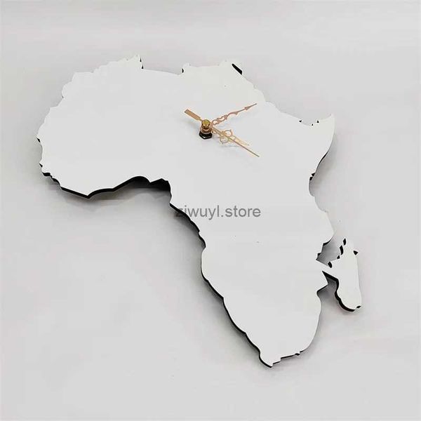 Relojes de pared Reloj de mapa africano Reloj de sublimación Pared MDF en blanco Reloj de madera personalizado África Nigeria Venta caliente