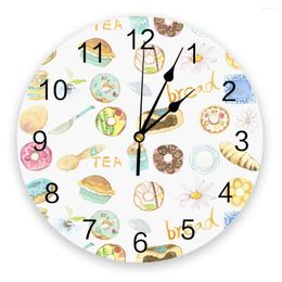 Wandklokken Afternoon Tea Dessert Donut Pastry Cake Kitchet Desktop Digitale klok niet-tikkende creatieve kinderen kamer Watch