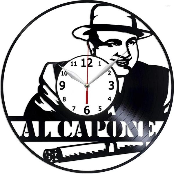 Horloges murales Al Capone Art moderne LP horloge idée cadeau d'anniversaire pour hommes décalcomanies faites à la main décor Unique salon