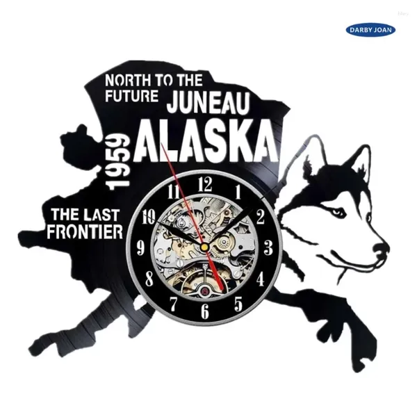 Relojes de pared Alaska Decor USA States City Record Decoración de relojes Vintage Modern Vintage Reloj