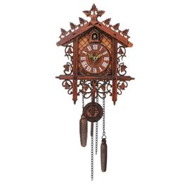 Horloges murales ALIM Vintage Bois Coucou Horloge Suspendue Artisanat Pour La Maison Restaurant Décoration Art Swing Salon194e