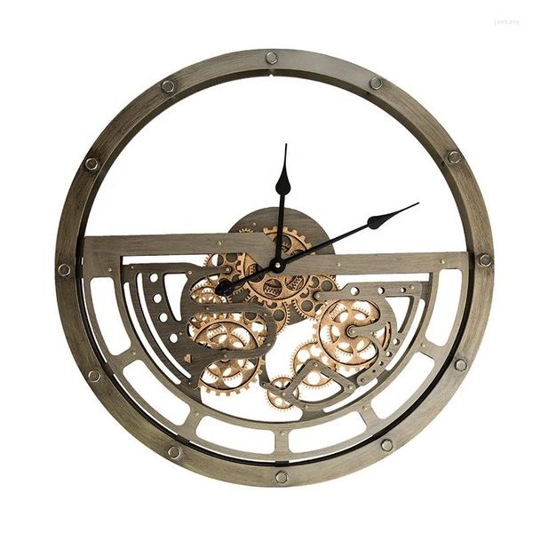 Horloges murales American Antique Style industriel Horloge Métal Fer Art Gear pour la décoration de bar de jardin