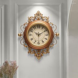 Wall Clocks American Living Room Clock Creative European Retro Art Watch Decorative Home Mute Mode