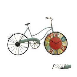 Wandklokken American Retro Bicycle Nostalgic Coffee Shop Creative Home Decoration Clock Bar Shabby Chic Modern Design 3DBG22 Drop de DHDDT