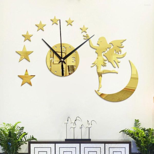 Corloges murales Angel Star Moon Acrylic Home Decoration horloge GZ091