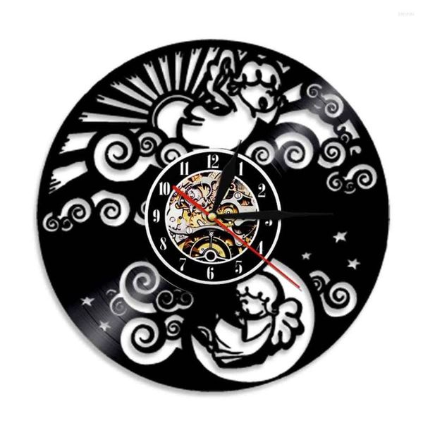 Horloges Murales Anges Record Horloge Design Moderne 3D Montre Bébé Art Décor Pour Chambre D'enfant Cadeau De Pendaison De Crémaillère