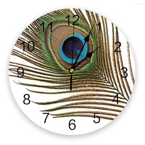 Relojes de pared Animal pluma de pavo real reloj 3D diseño moderno sala de estar decoración cocina arte reloj decoración del hogar