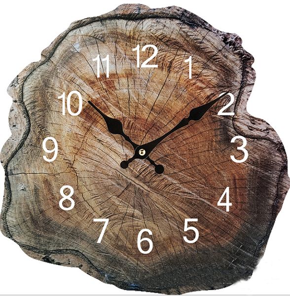 Relojes de pared Anillo anual Reloj de pared Decoraciones de pared Sala de estar Reloj de madera Decoración para el hogar Estilo americano Reloj creativo silencioso 230301