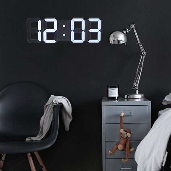 Relojes de pared Anpro 3D, reloj Digital LED grande, fecha y hora, Celsius, luz nocturna, pantalla de mesa, alarma de escritorio desde la sala de estar