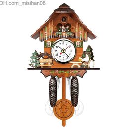 Wandklokken Antieke Houten Koekoek Wandklok Bird Time Bell Swing Alarm Watch Home Art Decor Z230706