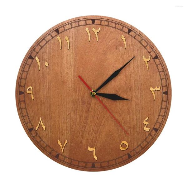 Relojes de pared Números árabes Reloj de madera Números de decoración del hogar Estilo de granja Quartz de barrido tranquilo Eski Vakit Duvar Saati