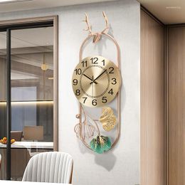 Wanduhren Kunst Chinesische Uhr Großes Modernes Design Wohnzimmer Luxus Metall Kreative Stille Reloj Pared Wohnkultur DA60WC