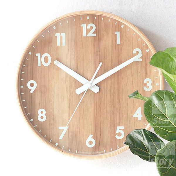 Horloges murales Art Horloge silencieuse ronde bureau design classique en bois minimaliste moderne luxe Zegar Scienny décor à la maison GXR45XP