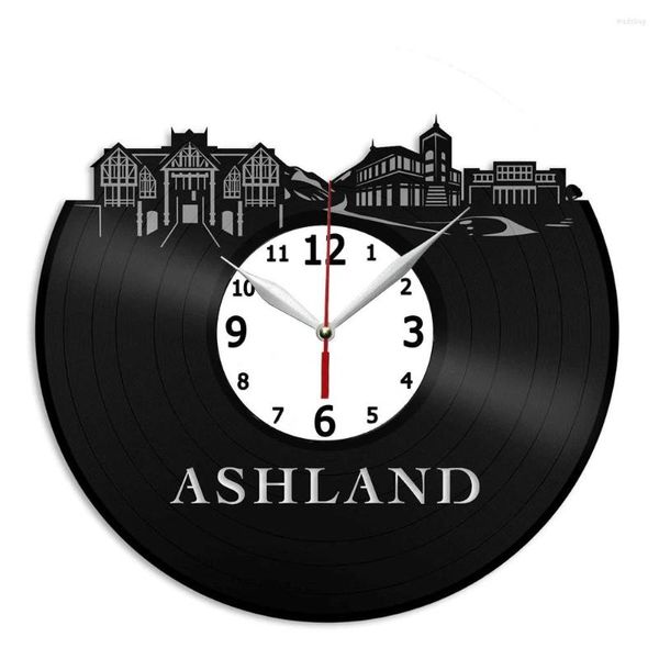 Horloges murales Ashland Oregon Art Record Clock Décoration de la maison 12 pouces Anniversaire