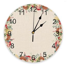 Relojes de pared otoño setas plantas hojas reloj grande cocina moderna comedor redondo dormitorio silencioso reloj colgante