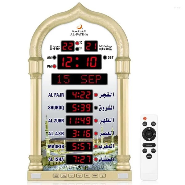 Relojes de pared Reloj Azan LED Oración musulmana Leer Hogar/Oficina/Mezquita Decoración digital para el hogar 1 juego