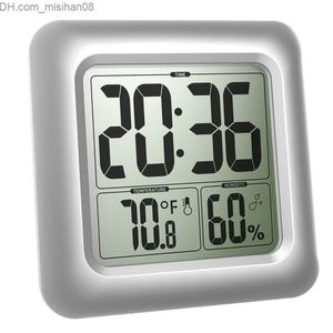 Relojes de pared Baldr Moda Impermeable Ducha Tiempo Reloj Baño digital Cocina Reloj de pared Plata Gran temperatura y humedad Pantalla Z230707