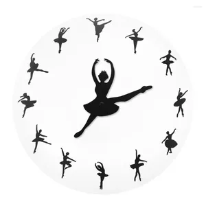 Horloges murales Ballerina Clock Dancing Girl Mouvement à quartz moderne Montre décorative Studio Art Ballet Cadeaux pour elle