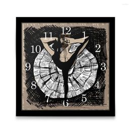 Wandklokken ballerina nieuwigheid houten bureaublad grafische kunst horloge dansen pijl ballet studio decoratieve vierkante tafeldanser cadeau