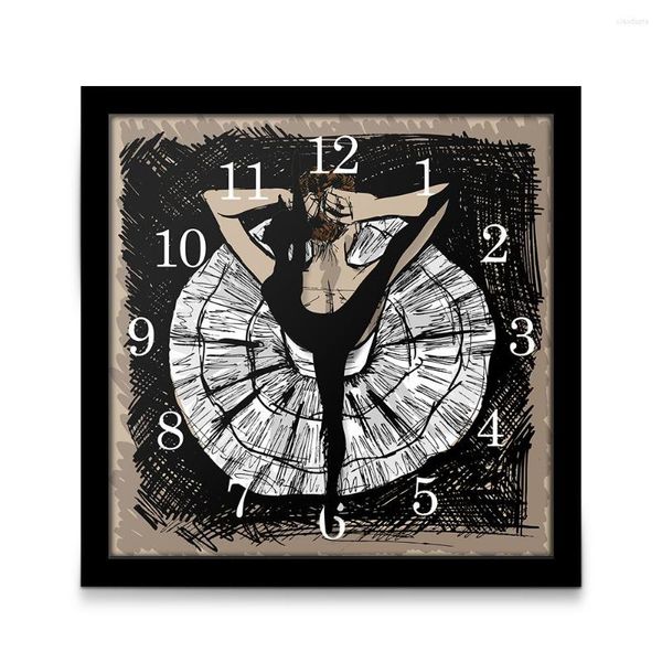 Horloges murales ballerine nouveauté en bois bureau graphique Art montre danse flèche Ballet Studio décoratif carré Table horloge danseur cadeau