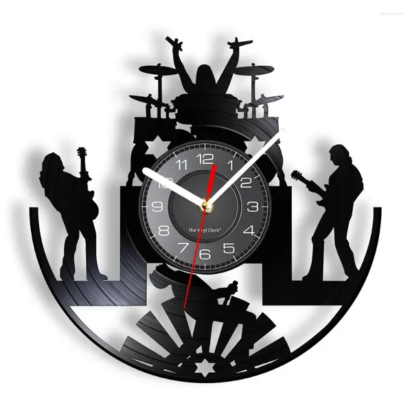 Horloges murales Band Music Live Record Clock Vintage Sculpté Gramophone N Roll Classic Lovers Cadeau