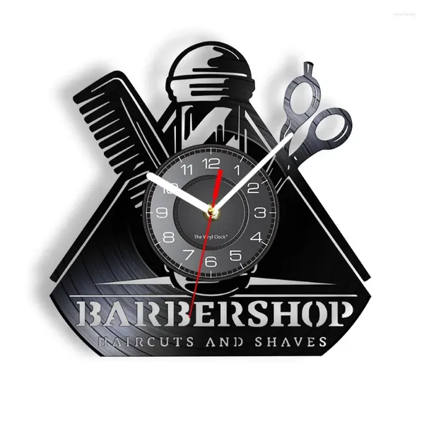Horloges murales Salon de coiffure horloge rétro cadeau original pour coiffeur disque Salon de coiffure Antique Art montre déco