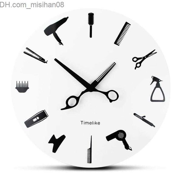 Relojes de pared Barbero Reloj de pared Peluquería Equipo Herramientas Reloj de pared Diseño moderno Tienda Signo de negocios Reloj Belleza Peluquería Z230705