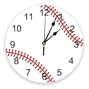 Horloges murales Baseball Sports Red White Creative horloge créative pour le bureau à domicile Décoration du salon chambre à coucher