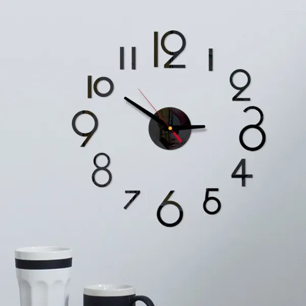 Horloges murales à piles pratique grand moderne pour la maison chambre entièrement numérique cadeaux silencieux horloge simple miroir acrylique décoratif