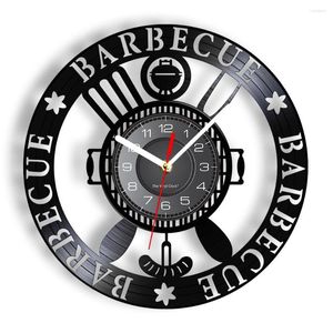 Horloges murales BBQ Barbecue rôti Record horloge Grill maître décor à la maison signe de Patio Art de cuisine moderne pour salle à manger