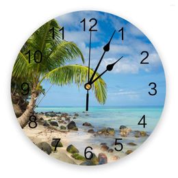 Wandklokken Beach Island Palm Tree Clock Home Decor Slaapkamer stil digitaal voor kinderkamers