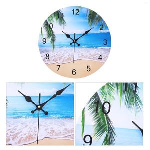 Relojes de pared Reloj de paisaje de playa Decoración digital para el hogar Paisaje diseñado Colgante Animal Mudo MDF Adorno creativo