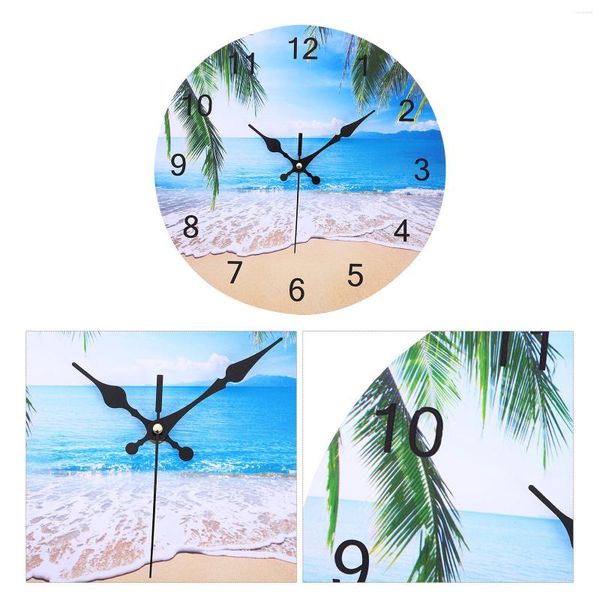 Horloges murales plage paysage horloge numérique décor à la maison paysage conçu suspendu Animal muet MDF créatif orner