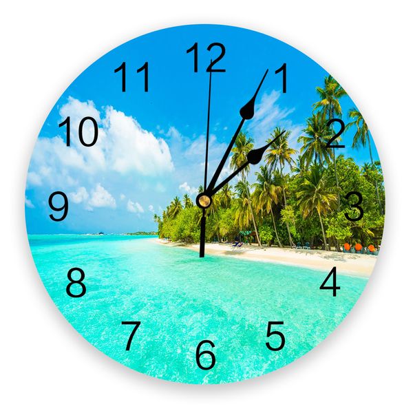 Horloges murales Plage océan ciel paysage horloge murale Design moderne salon décoration cuisine horloge muet montre murale décor intérieur à la maison 230310