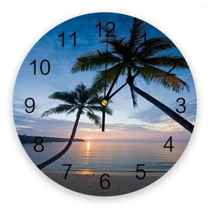 Horloges murales plage coucher de soleil océan paysage silencieux maison café bureau décor pour cuisine art grand 25 cm