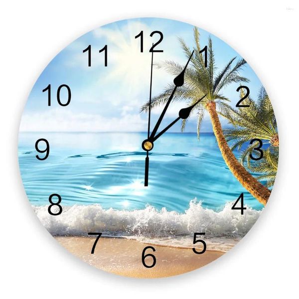 Clocks muraux plage vagues de noix de coco