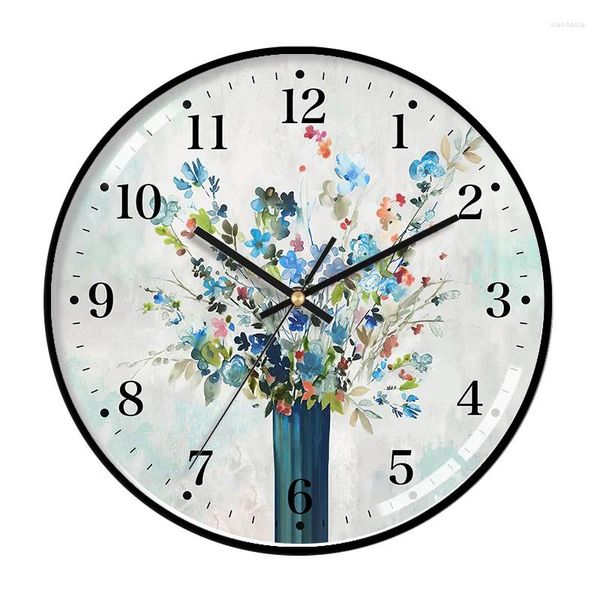 Horloges murales Belle fleur bouquet horloge 3D nordique métal design moderne pour la décoration de la maison quartz super muet montre