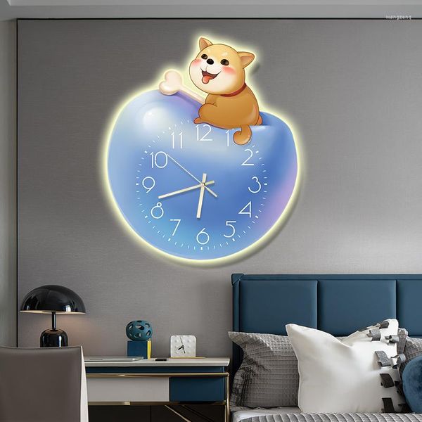 Relojes de pared Reloj de dormitorio Decoración Pintura Dibujos animados Restaurante Mural Sala de estar Zodiaco Cinturón creativo Reloj colgante
