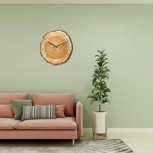 Horloges murales Horloge de chambre à coucher Grain de bois Unique Conception de souche d'arbre Mouvement à quartz silencieux pour la décoration de la maison ou du bureau
