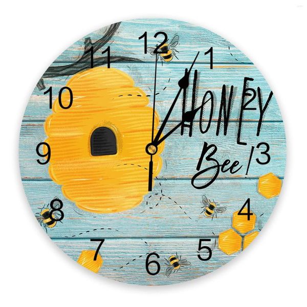 Relojes de pared Bee Honey Blue Board Letras retro Reloj Modern Diseño de la sala de estar Decoración de la sala de estar Muto Decoración del hogar