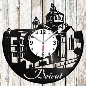 Horloges murales Beyrouth Skyline Record Clock Home Art Decor Design unique fait à la main cadeau original Black Exclusive Fan