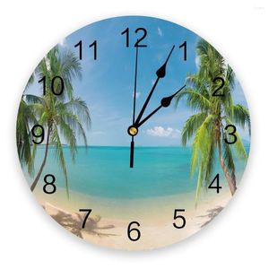 Horloges murales Bernamburgo Beach Clock Design moderne Ferme Décor Cuisine Vintage PVC Rond Salon Décoration