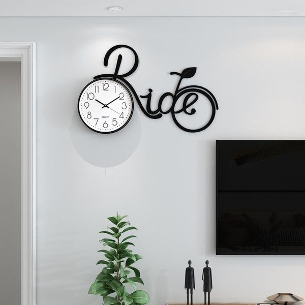 Relojes de pared Sala de estar de reloj de bicicletas Mira sin puñetazos