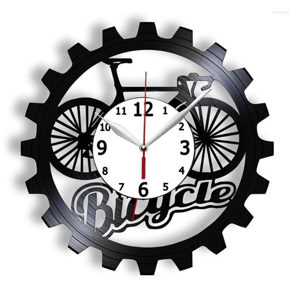 Horloges murales vélo couleur changeante lumière vélo découpé au Laser Longplay Record montre horloge vitesse Vintage 12 